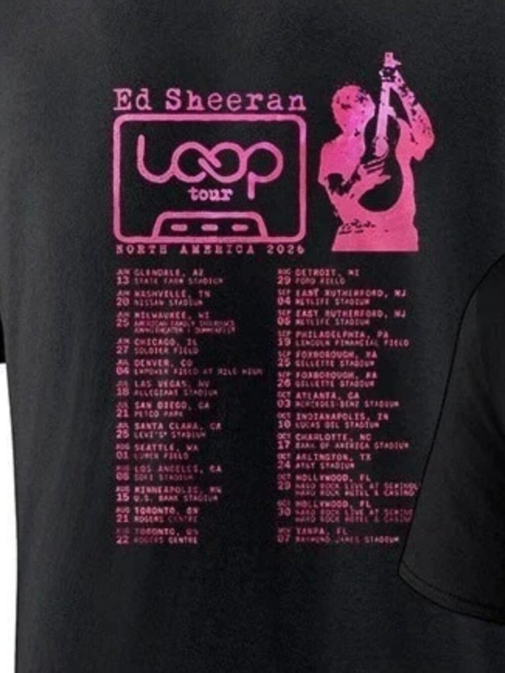 Vintage Ed Sheeran 'Loop Tour 2026 Graphic Black t-shirt - Picture 3 of 3